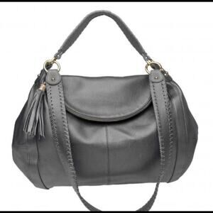 Onna Ehrlich Rachel Shoulder Bag – Gray Pebbled Leather – One Size / Large